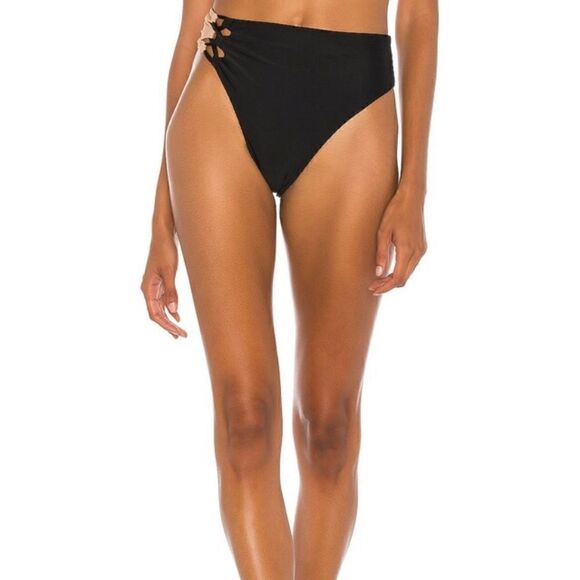 Camila Coelho Andres High Waist Bottom in Black & Nude Large NWT (2-16) - Picture 1 of 7